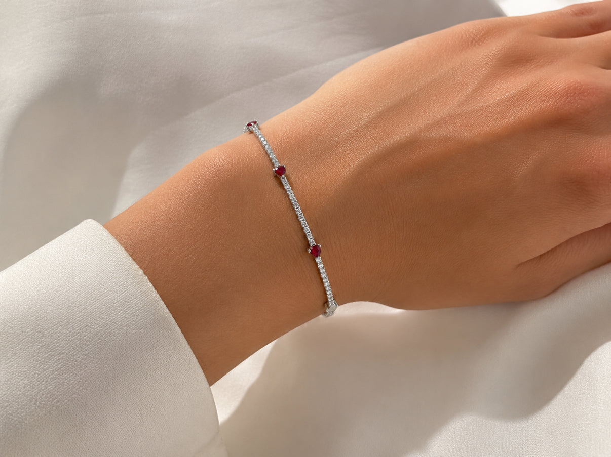 Ruby Hearts Bracelet